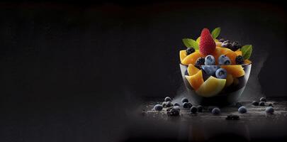 des fruits salade réaliste produit vitrine pour nourriture la photographie ai généré photo