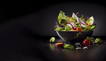 des légumes salade dans le assiette réaliste produit vitrine pour nourriture la photographie ai généré photo