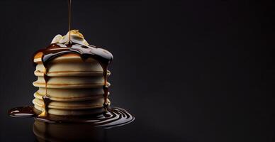 Crêpes dans le solide assiette réaliste produit vitrine pour nourriture la photographie ai généré photo