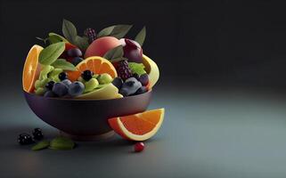 des fruits salade réaliste produit vitrine pour nourriture la photographie ai généré photo