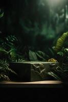 professionnel la photographie de un vide espace maquette podium avec une sur le thème de la jungle la nature Contexte pour une étourdissant visuel impact photo