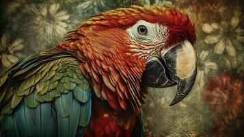 ai généré. génératif ai. réaliste perroquet oiseau. pouvez être utilisé pour décoration. graphique art illustration. photo