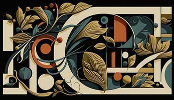 ai généré. génératif ai. abstrait affiche modèle. inspiré par bauhus style et William morris illustrations. graphiquec art. pouvez être utilisé pour décoration. photo