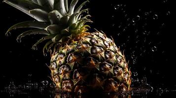 ai généré. génératif ai. réaliste ananas ensemble. pouvez être utilisé pour décocation. monochrome illustration photo