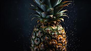 ai généré. génératif ai. réaliste ananas ensemble. pouvez être utilisé pour décocation. monochrome illustration photo