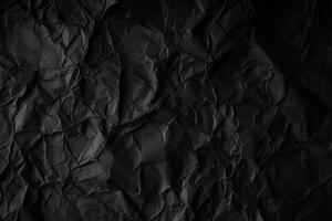 conception espace noir et foncé froissé papier texturé Contexte. ai généré photo