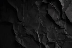 conception espace noir et foncé froissé papier texturé Contexte. ai généré photo