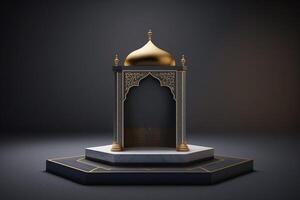 3d luxueux et élégant thème islamique podium pour produit afficher, Ramadan podium. ai généré photo