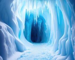 fantaisie cavernes de glacé abstraction Profond vers le bas par ai généré photo