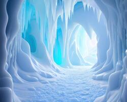 fantaisie cavernes de glacé abstraction Profond vers le bas par ai généré photo
