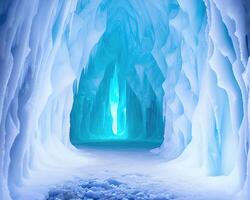 fantaisie cavernes de glacé abstraction Profond vers le bas par ai généré photo