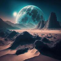 futuriste paysage lunaire par ai généré photo