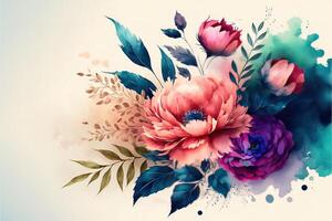 magnifique aquarelle floral Contexte par ai généré photo