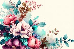 magnifique aquarelle floral Contexte par ai généré photo