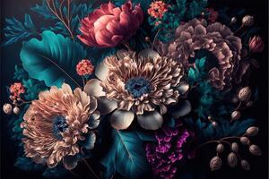 une magnifique floral Contexte par ai généré photo