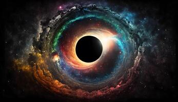 extérieur espace noir trou avec coloré étoiles établi en utilisant génératif ai La technologie photo