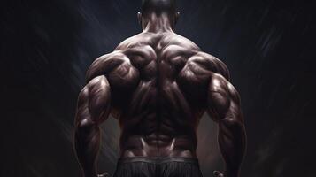 Beau fort athlétique Hommes pompage en haut muscles faire des exercices la musculation concept Contexte - musclé bodybuilder Beau Hommes Faire des exercices dans Gym nu ,ai généré ouvrages d'art photo