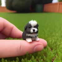 cette est une mignonne mini chien le Taille de une pouce avec une flou. génératif ai photo