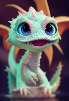 mignonne bébé dragon fantôme Pixar styleil. génératif ai. photo