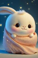 mignonne et sucré bébé Pixar style blanc Fée lapin. génératif ai. photo