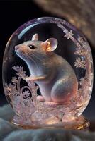 le magnifique zodiaque rat ses cristal clair glace. génératif ai. photo