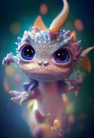 mignonne bébé dragon fantôme Pixar styleil. génératif ai. photo