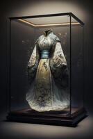 étourdissant chinois hanfu soie mariage robe brodé. génératif ai. photo