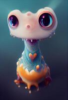 mignonne dragon fabriqué de liquide Pixar style. génératif ai. photo