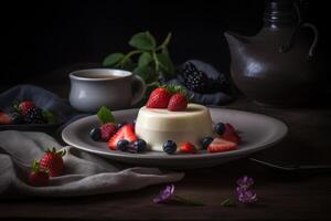 panna cotta dessert. illustration ai génératif photo