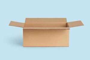 papier carton boîte pour livraison, colis. sur une bleu, bleu Contexte photo