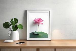 minimal blanc image Cadre Toile afficher avec fleur dans vase photo