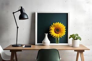 minimal blanc image Cadre Toile afficher avec fleur dans vase photo