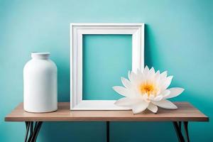 minimal blanc image Cadre Toile afficher avec fleur dans vase photo