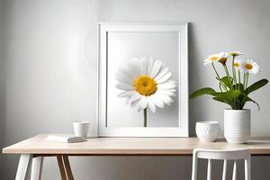 minimal blanc image Cadre Toile afficher avec fleur dans vase photo