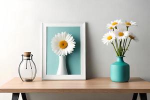 minimal blanc image Cadre Toile afficher avec fleur dans vase photo