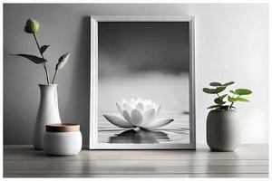 minimal blanc image Cadre Toile afficher avec fleur dans vase photo