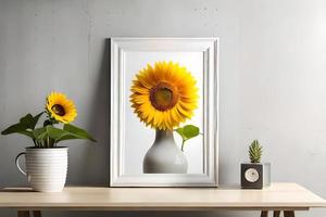 minimal blanc image Cadre Toile afficher avec fleur dans vase photo