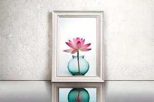 minimal blanc image Cadre Toile afficher avec fleur dans vase photo