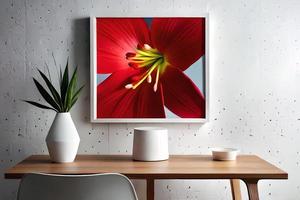 minimal blanc image Cadre Toile afficher avec fleur dans vase photo