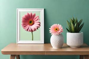 minimal blanc image Cadre Toile afficher avec fleur dans vase photo