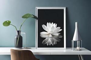 minimal blanc image Cadre Toile afficher avec fleur dans vase photo