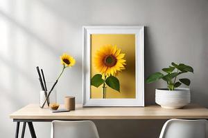 minimal blanc image Cadre Toile afficher avec fleur dans vase photo