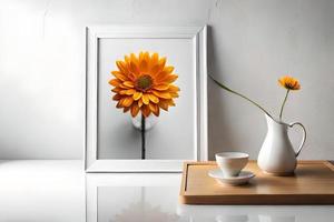 minimal blanc image Cadre Toile afficher avec fleur dans vase photo