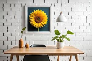 minimal blanc image Cadre Toile afficher avec fleur dans vase photo