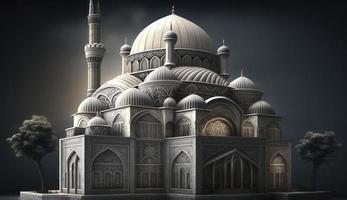 3d illustration de incroyable architecture conception de musulman mosquée Ramadan concept, illustration de incroyable architecture conception de musulman mosquée Ramadan concept, produire ai photo