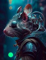 cyberpunk Souris rat réaliste illustration établi avec ai outils photo