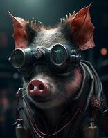 cyberpunk porc réaliste illustration établi avec ai outils photo