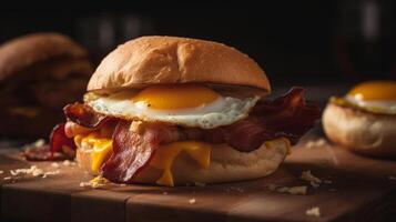 Bacon Oeuf petit déjeuner sandwich. illustration ai génératif photo