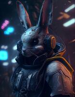 cyberpunk lapin réaliste illustration établi avec ai outils photo