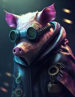 cyberpunk porc réaliste illustration établi avec ai outils photo